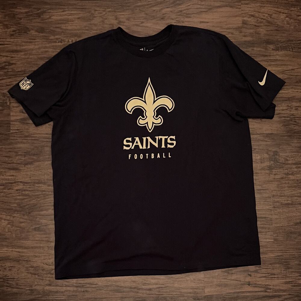 Nike New Orleans Saints NFL Dri-FIT Football Shirt Black/Gold Short Sleeve L